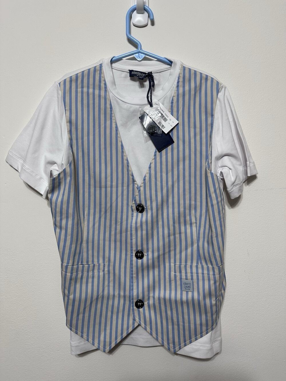 Roberto Cavalli NEW Boys Kids FAUX STRIPE VEST w SS T-SHIRT Sz: 10 RTL: $225